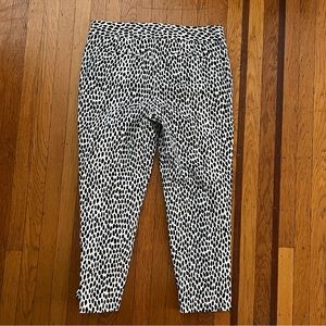 Talbots slim crop trousers pants black white 12 animal print EUC